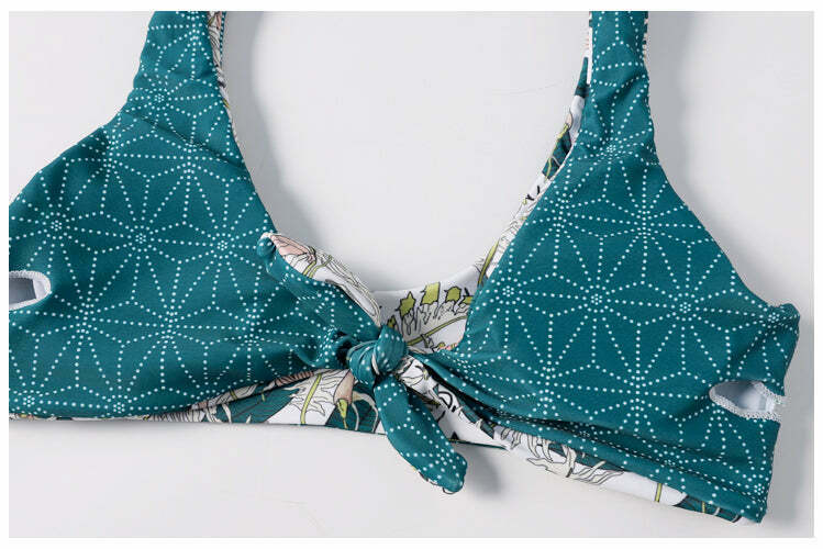 Coquette Aesthetic Floral Bikini Set with Knot Detail Coquette Aesthetic Floral Bikini Set with Knot Detail