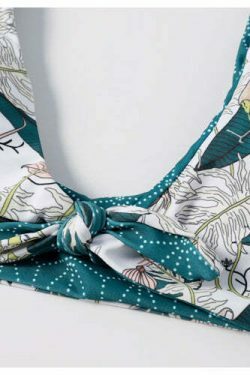 Coquette Aesthetic Floral Bikini Set with Knot Detail
