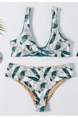 Coquette Aesthetic Floral Bikini Set with Knot Detail