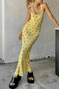 Coquette Aesthetic Floral Maxi Dress for Y2K Fashion Enthusiasts
