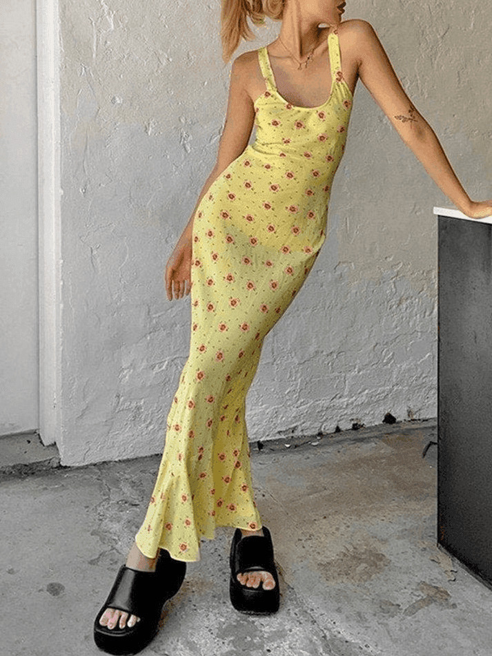Coquette Aesthetic Floral Maxi Dress for Y2K Fashion Enthusiasts