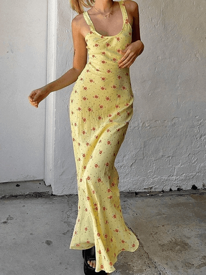 Coquette Aesthetic Floral Maxi Dress for Y2K Fashion Enthusiasts