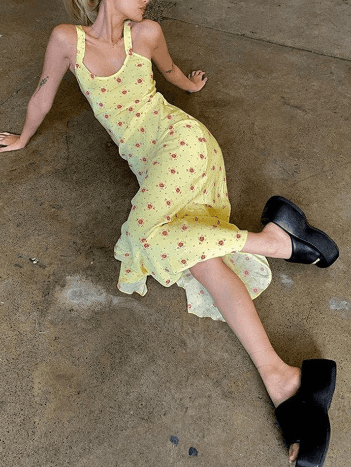 Coquette Aesthetic Floral Maxi Dress for Y2K Fashion Enthusiasts