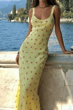 Coquette Aesthetic Floral Maxi Dress for Y2K Fashion Enthusiasts