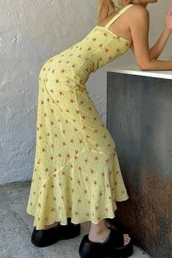 Coquette Aesthetic Floral Maxi Dress for Y2K Fashion Enthusiasts