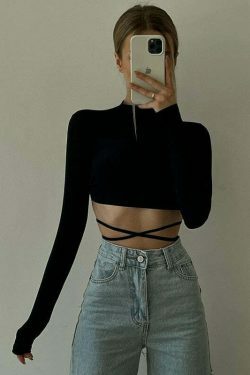 Coquette Aesthetic Florence O-Neck Drawstring Top