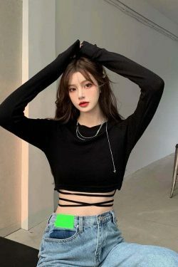 Coquette Aesthetic Florence O-Neck Drawstring Top