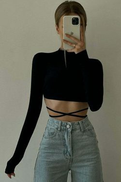 Coquette Aesthetic Florence O-Neck Drawstring Top