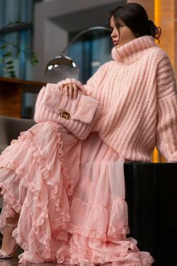 Coquette Aesthetic Fluffy Long-Sleeved Sweater for Y2K Fashion Enthusiasts