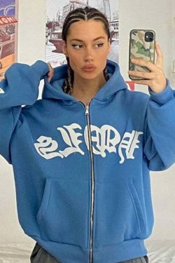 Coquette Aesthetic Foam Zipper Hoodie - Y2K Fashion Women's Grunge Style Cute Tops