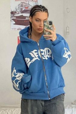 Coquette Aesthetic Foam Zipper Hoodie - Y2K Fashion Women's Grunge Style Cute Tops