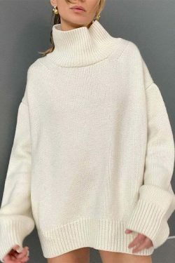 Coquette Aesthetic Freya Oversized Turtleneck Sweater