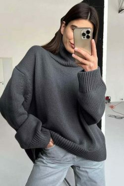 Coquette Aesthetic Freya Oversized Turtleneck Sweater