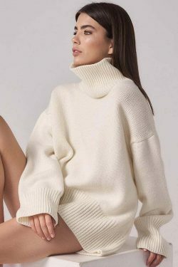 Coquette Aesthetic Freya Oversized Turtleneck Sweater