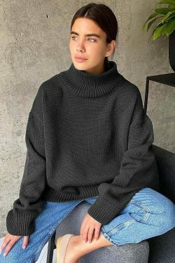 Coquette Aesthetic Freya Oversized Turtleneck Sweater