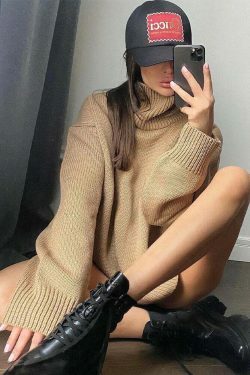 Coquette Aesthetic Freya Oversized Turtleneck Sweater
