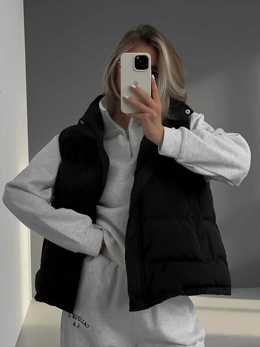 Coquette Aesthetic Frosty Fusion Puffer Vest Coquette Aesthetic Frosty Fusion Puffer Vest