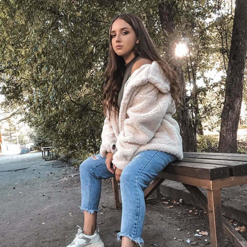 Coquette Aesthetic Fur Overcoat for Women - Y2K Fashion Statement Piece Coquette Aesthetic Fur Overcoat for Women - Y2K Fashion Statement Piece