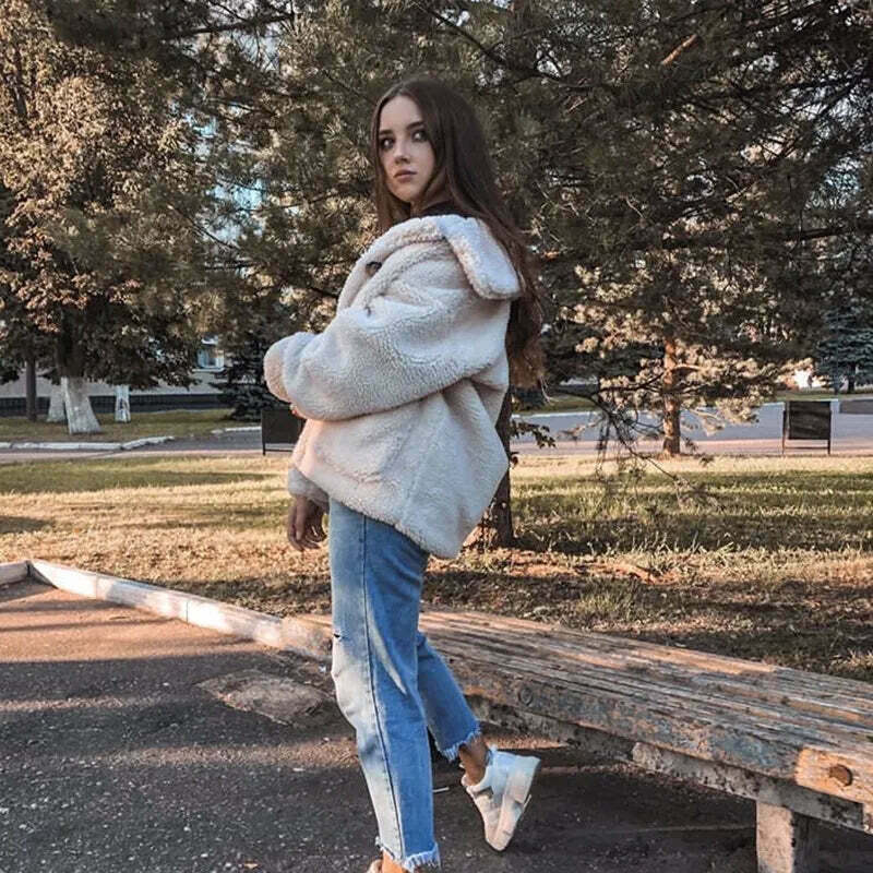 Coquette Aesthetic Fur Overcoat for Women - Y2K Fashion Statement Piece Coquette Aesthetic Fur Overcoat for Women - Y2K Fashion Statement Piece