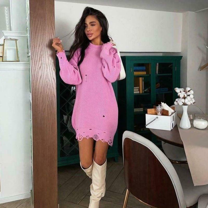 Coquette Aesthetic Fuzzy Knit Sweater Dress - Y2K Fashion for Women Coquette Aesthetic Fuzzy Knit Sweater Dress - Y2K Fashion for Women