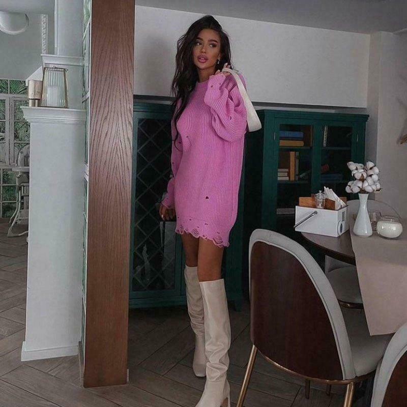Coquette Aesthetic Fuzzy Knit Sweater Dress - Y2K Fashion for Women Coquette Aesthetic Fuzzy Knit Sweater Dress - Y2K Fashion for Women