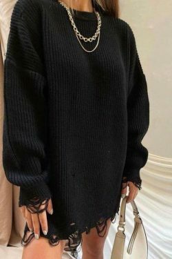 Coquette Aesthetic Fuzzy Knit Sweater Dress - Y2K Fashion for Women