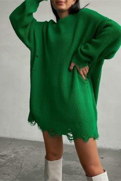 Coquette Aesthetic Fuzzy Knit Sweater Dress - Y2K Fashion for Women