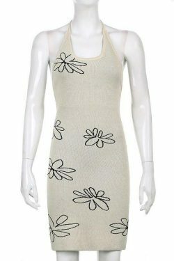 Coquette Aesthetic Gemma Backless Halter Dress - Y2K Fashion Statement for Women