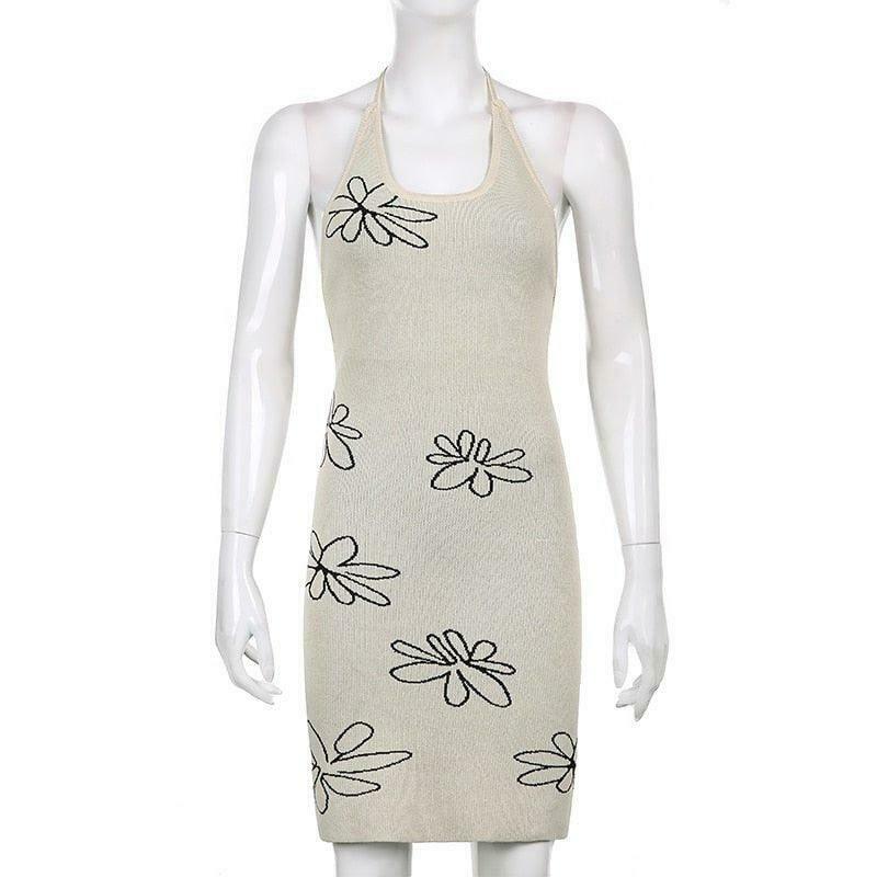 Coquette Aesthetic Gemma Backless Halter Dress - Y2K Fashion Statement for Women