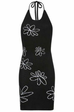 Coquette Aesthetic Gemma Backless Halter Dress - Y2K Fashion Statement for Women