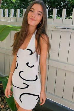 Coquette Aesthetic Gemma Backless Halter Dress - Y2K Fashion Statement for Women