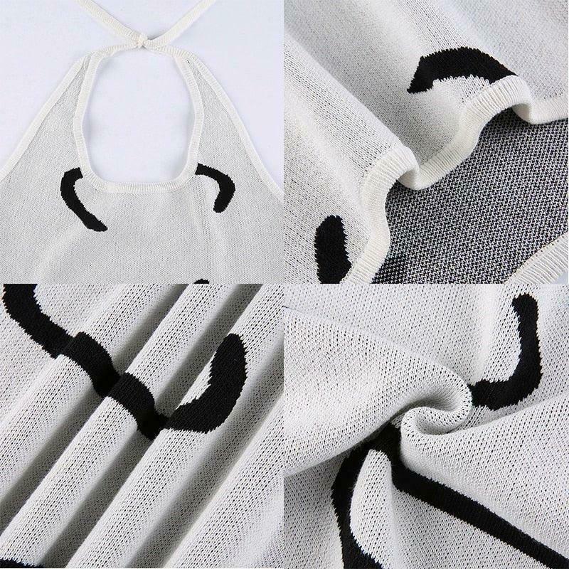 Coquette Aesthetic Gemma Backless Halter Dress - Y2K Fashion Statement for Women