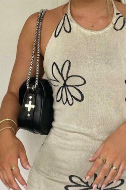 Coquette Aesthetic Gemma Backless Halter Dress - Y2K Fashion Statement for Women