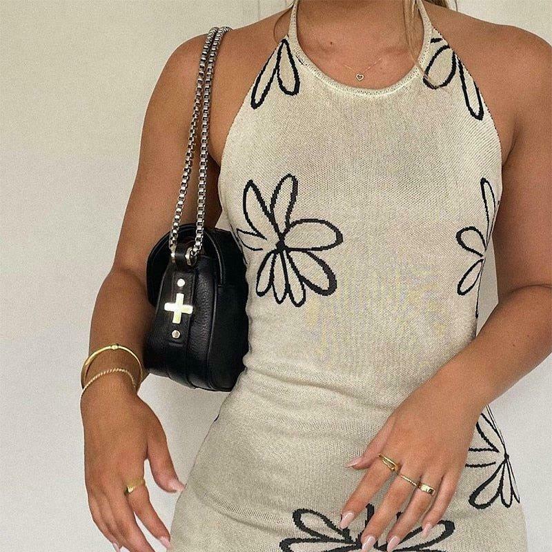 Coquette Aesthetic Gemma Backless Halter Dress - Y2K Fashion Statement for Women