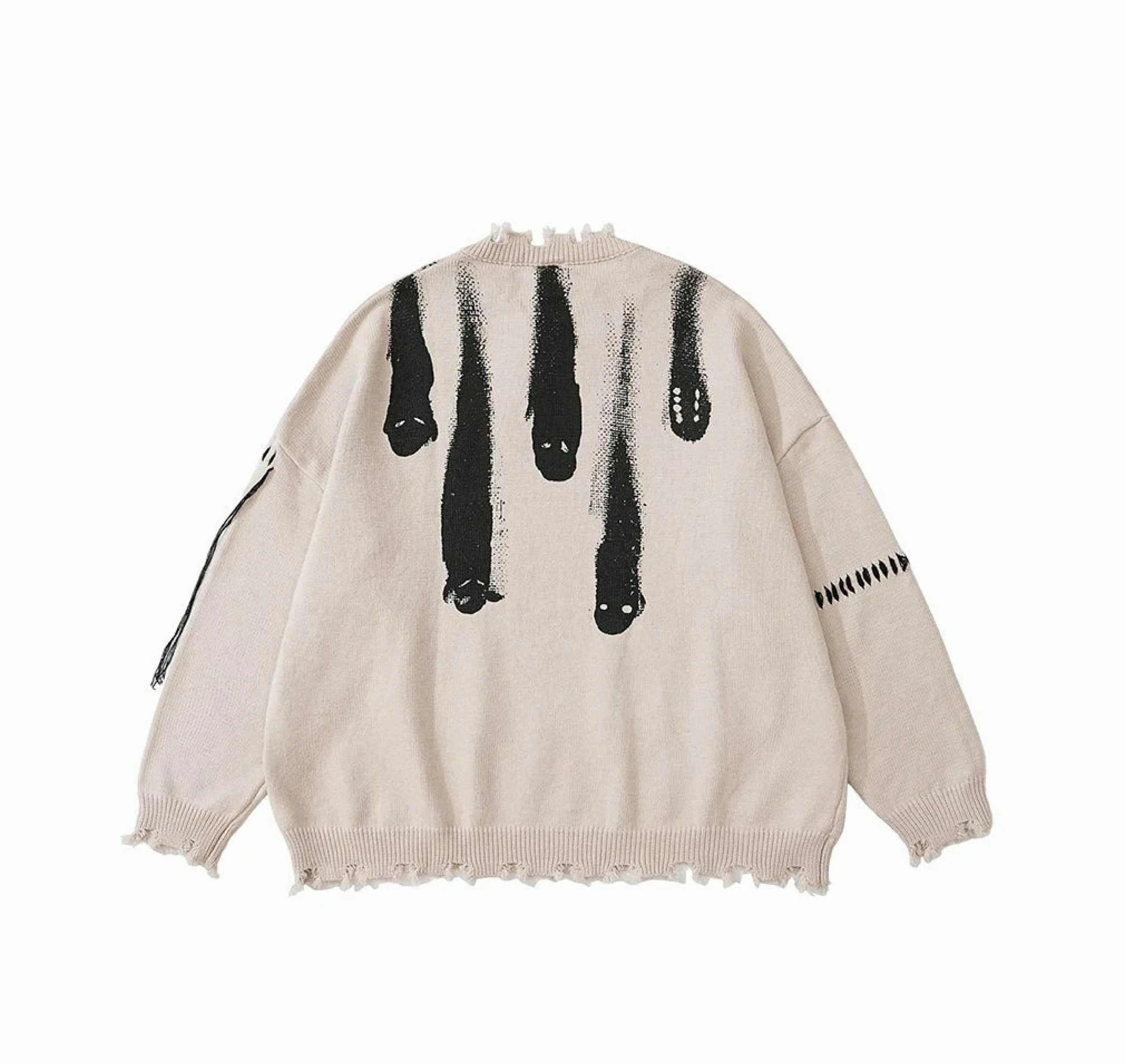 Coquette Aesthetic Ghost Graphic Knitted Sweater for Y2K Fashion and Grunge Style