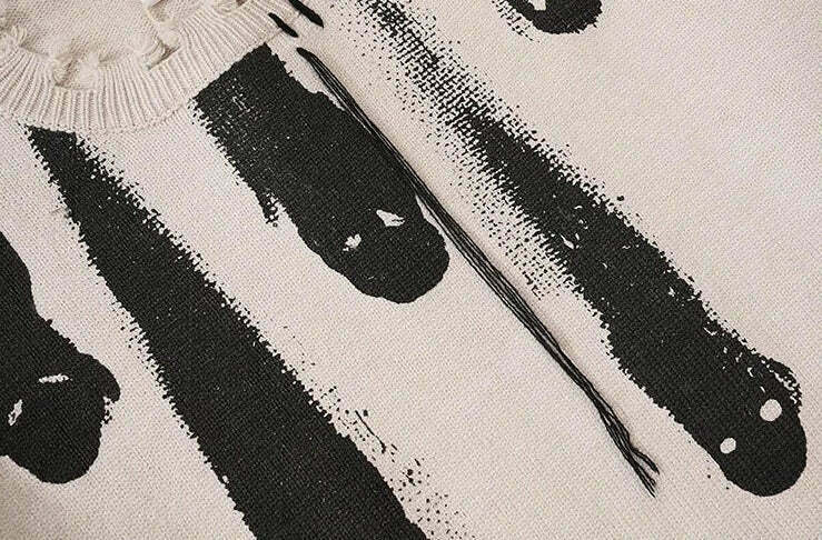 Coquette Aesthetic Ghost Graphic Knitted Sweater for Y2K Fashion and Grunge Style