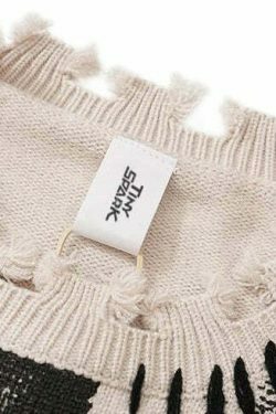 Coquette Aesthetic Ghost Graphic Knitted Sweater for Y2K Fashion and Grunge Style