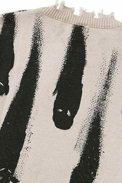 Coquette Aesthetic Ghost Graphic Knitted Sweater for Y2K Fashion and Grunge Style