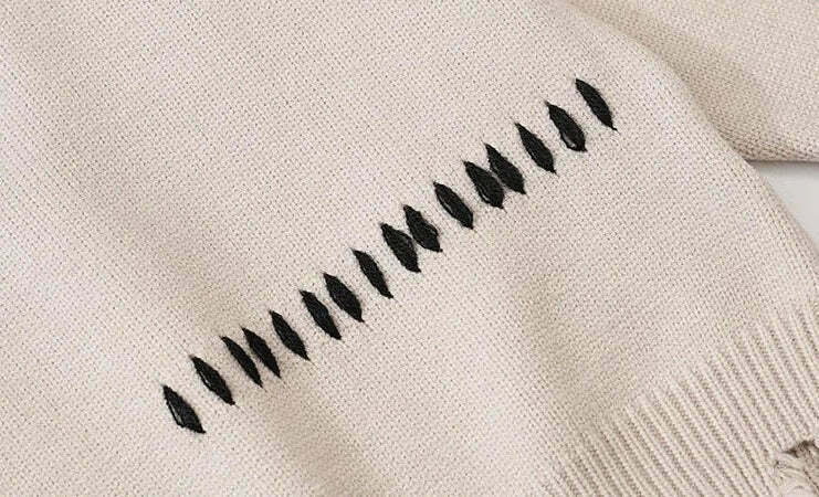 Coquette Aesthetic Ghost Graphic Knitted Sweater for Y2K Fashion and Grunge Style