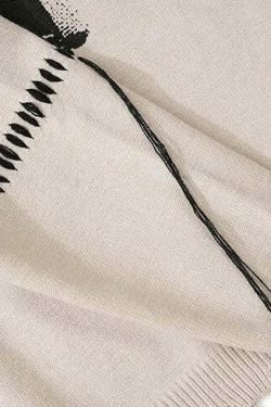 Coquette Aesthetic Ghost Graphic Knitted Sweater for Y2K Fashion and Grunge Style