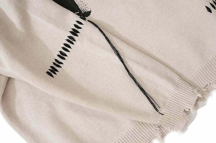 Coquette Aesthetic Ghost Graphic Knitted Sweater for Y2K Fashion and Grunge Style