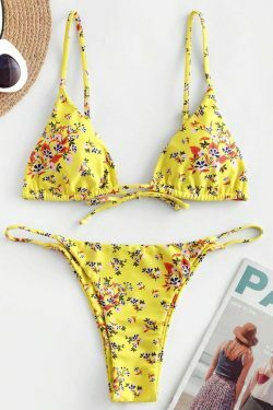 Coquette Aesthetic Ginger Floral String Bikini Set