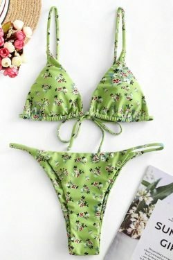 Coquette Aesthetic Ginger Floral String Bikini Set