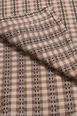 Coquette Aesthetic Gingham Grandad Shirt - Y2K Fashion Half Sleeve Top