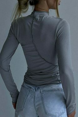 Coquette Aesthetic Ginny Turtleneck Split Line Top