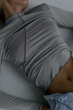 Coquette Aesthetic Ginny Turtleneck Split Line Top