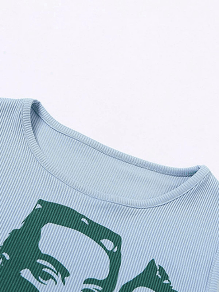 Coquette Aesthetic Girl Print Rib Cropped Tank Top Coquette Aesthetic Girl Print Rib Cropped Tank Top