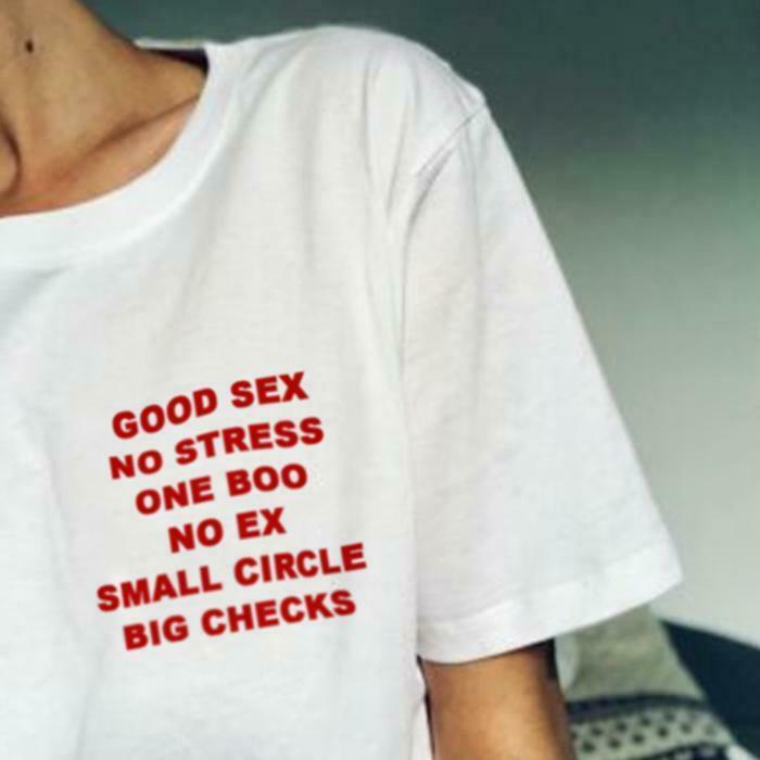 Coquette Aesthetic: Good Sex No Stress T-Shirt - Y2K Fashion Statement for Women