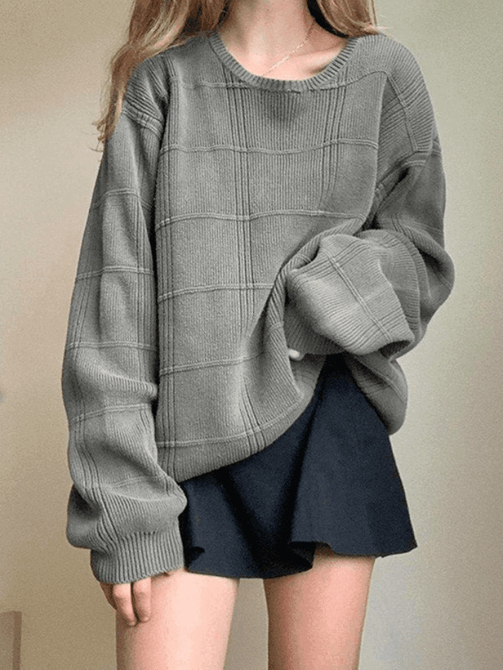 Coquette Aesthetic Gray Plaid Pullover Knit Sweater Coquette Aesthetic Gray Plaid Pullover Knit Sweater