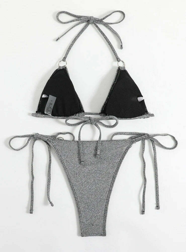 Coquette Aesthetic Gray Swimsuit Bikini for Women - Y2K Fashion Statement Coquette Aesthetic Gray Swimsuit Bikini for Women - Y2K Fashion Statement